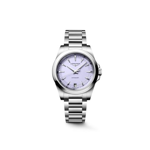 rbs56942f.jpg 56942 7612356235109 L3.460.4.02.6 bd longines conquest fondo lilla bracciale acciaio movimento quarzo